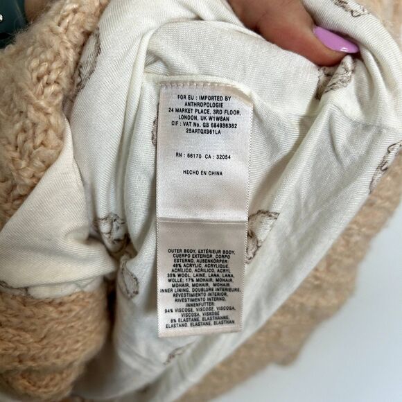 Anthro HWR Cardigan Mohair Sweater Large Dusty Pink 3/4 Sleeve Button-front - Picture 14 of 15